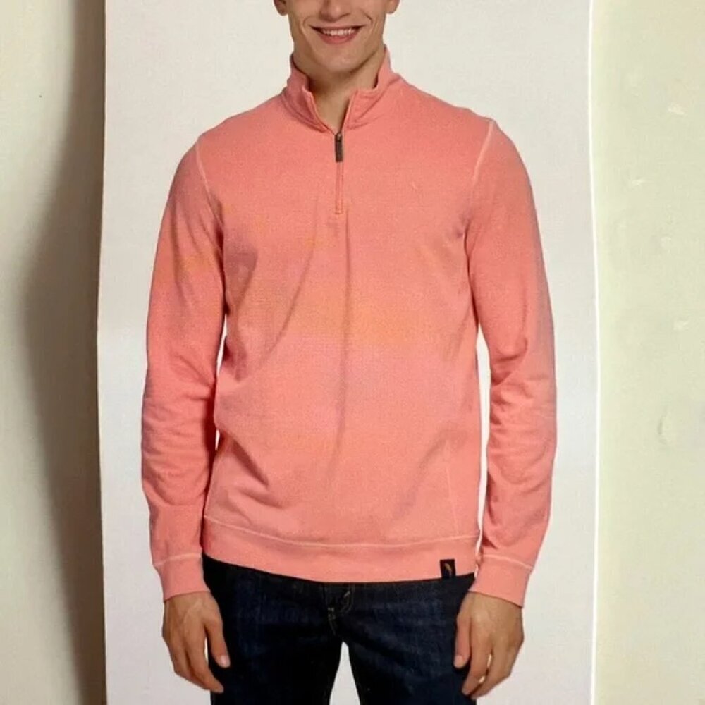 Margaritaville Island Reserve 1/4" Zip Sweatshirt Mock Neck Mesh Peach Mens XL
